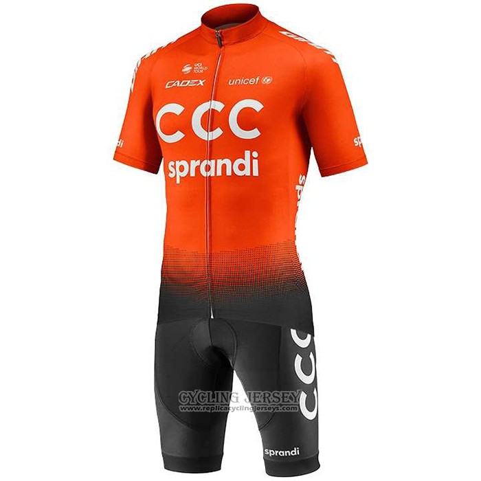 2020 Cycling Jersey CCC Team Orange Black Short Sleeve And Bib Short
